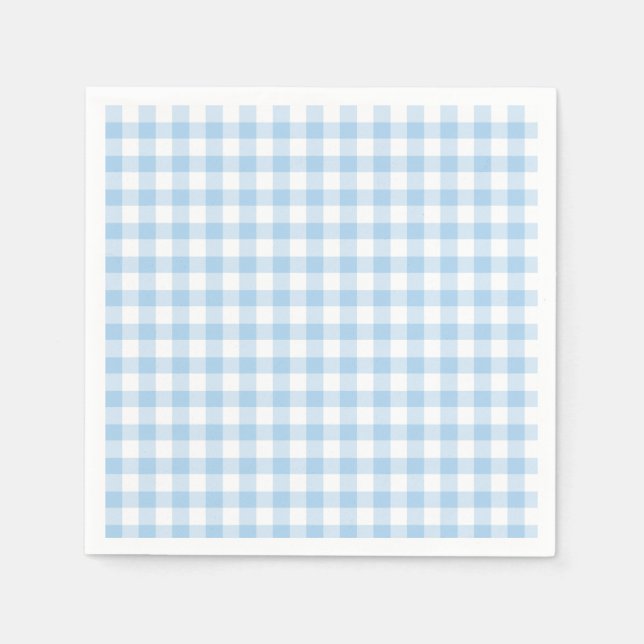 Servilleta De Papel Clásico Gingham Baby Blue (Anverso)