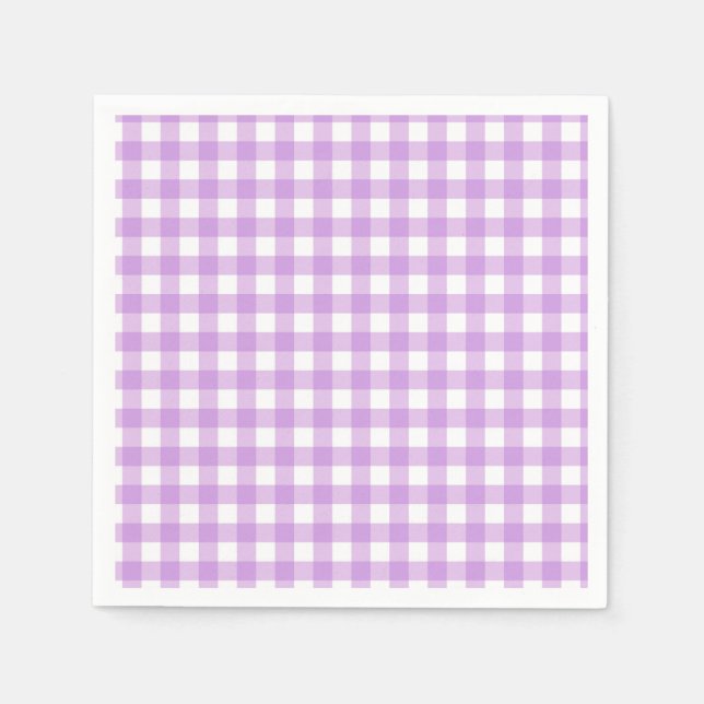 Servilleta De Papel Clásico Gingham Check Plaid Pattern Lilac (Anverso)