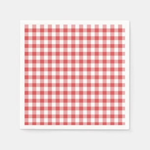 Servilleta De Papel Clásico Gingham Coral Red