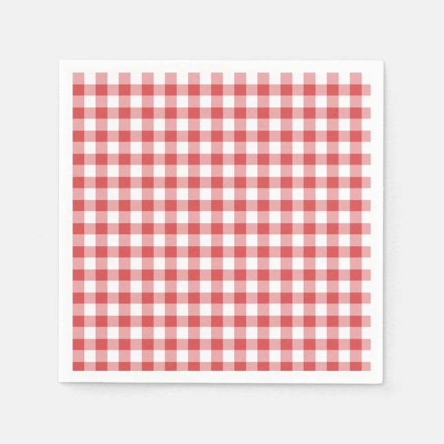 Servilleta De Papel Clásico Gingham Coral Red (Anverso)