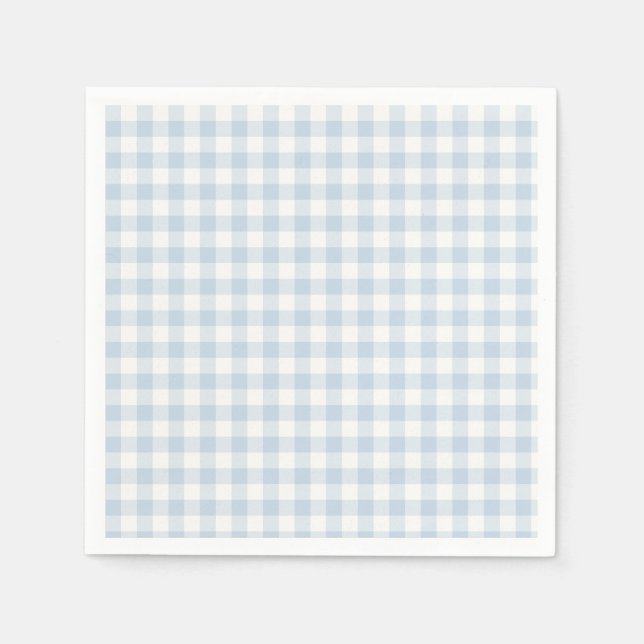 Servilleta De Papel Clásico Gingham de Otoño Temprano | Azul Polvorien (Anverso)