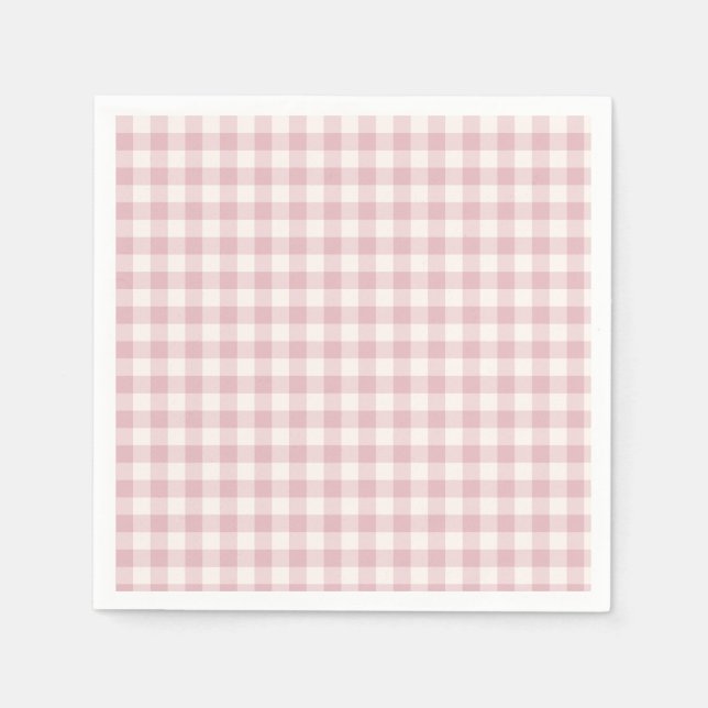 Servilleta De Papel Clásico Gingham de Otoño Temprano | Rosa Silenciad (Anverso)