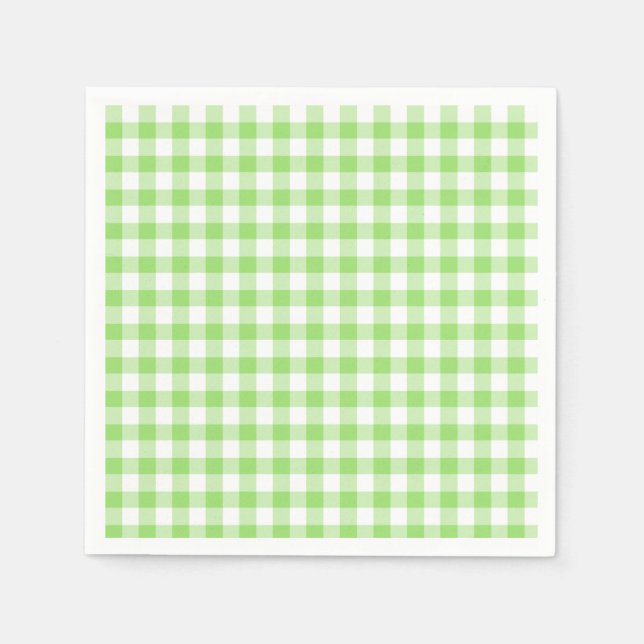 Servilleta De Papel Clásico Gingham Verde Primavera (Anverso)