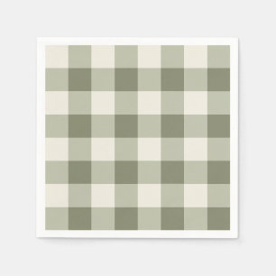 Servilleta De Papel Clásico Green Farmhouse Gingham Style Napkins