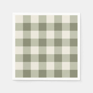 Servilleta De Papel Clásico Green Farmhouse Gingham Style Napkins