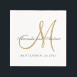 Servilleta De Papel Clásico Gris Blanco Dorado Monograma Elegante Boda<br><div class="desc">Clásicas servilletas de papel de boda con monograma gris y blanco y dorado para bodas y aniversarios. Diseño de Elke Clarke ©. Disponible en www/zazzle.com/monogramgallery*. Fuentes de escritura elegantes. Personalice con los nombres de la novia y el novio,  fecha de la boda y colores de la boda.</div>