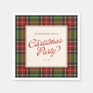 Servilleta De Papel Clásico guión retro de plaid Feliz Fiesta navideño
