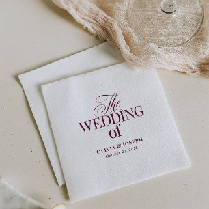 Servilleta De Papel Clásico Lujo Boda elegante de blanco y burdeos
