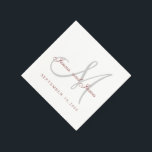 Servilleta De Papel Clásico Marsala Monograma blanco Noches de papel<br><div class="desc">Clásica Marsala y toallas de papel Boda de Monograma Blanco y Gris para bodas y aniversarios. Diseño de Elke Clarke ©. Disponible en www/zazzle.com/monogramgallery*. Fuentes de script elegantes. Personalizar con sus nombres de novia y novio,  fecha boda y colores bodas.</div>