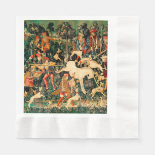 Servilleta De Papel Clásico medieval de Tapestries de Unicornio defien
