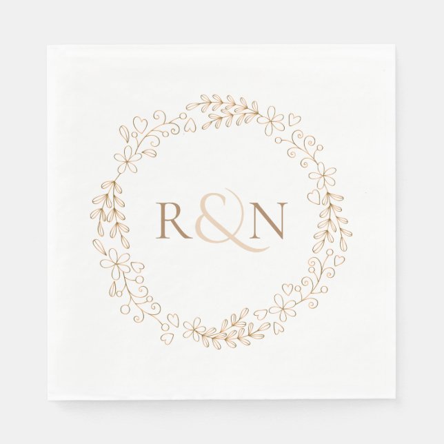 Servilleta De Papel Clásico Monograma Laurel Garland (Anverso)