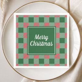 Servilleta De Papel Clásico Plaid de Navidad Verde y Rojo