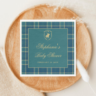 Servilleta De Papel Clásico Plaid Polo Verde Baby Shower Ecuestre