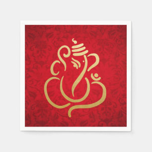Servilleta De Papel Clásico Relieve metalizado dorado Faux Ganesha Dam