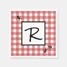 Clásico Rojo Blanco Gingham Hormigas Barbacoa Pícn
