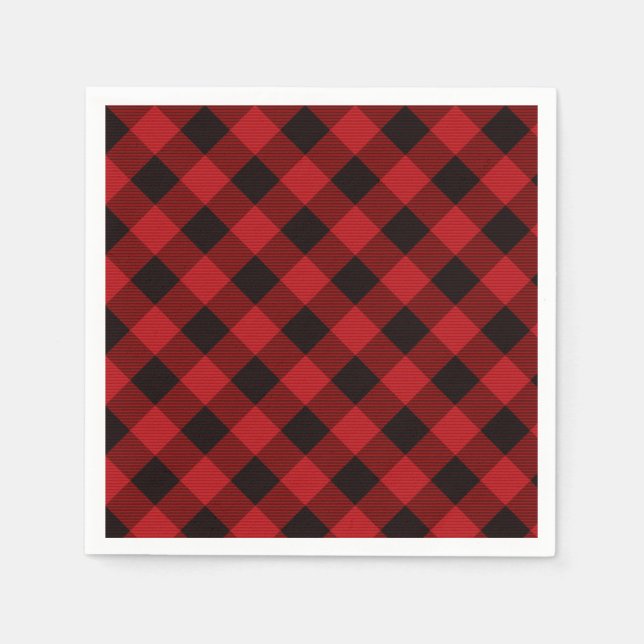 Servilleta De Papel clásico rústico cuadros rojos búfalo (Anverso)