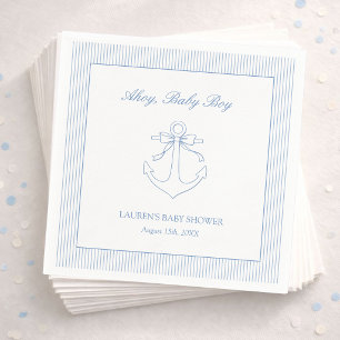 Servilleta De Papel Clásico Simple Ahoy Baby Boy Elegante Regalo