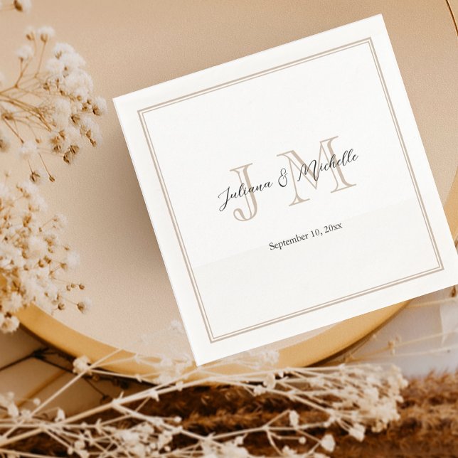 Servilleta De Papel Clásico Simple Moderno Iniciales Monograma Minimal (Subido por el creador)