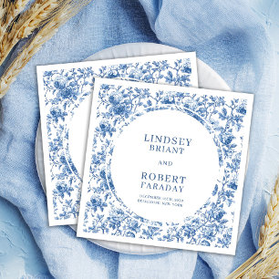 Servilleta De Papel Clásico Toile Francés Rosas Navales Boda Personali