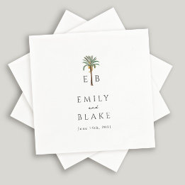 Servilleta De Papel Clásico Tropical Royal Palm Monograma Boda