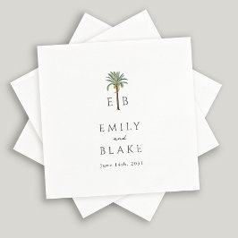 Servilleta De Papel Clásico Tropical Royal Palm Monograma Boda