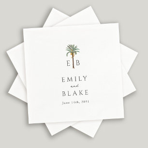 Servilleta De Papel Clásico Tropical Royal Palm Monograma Boda