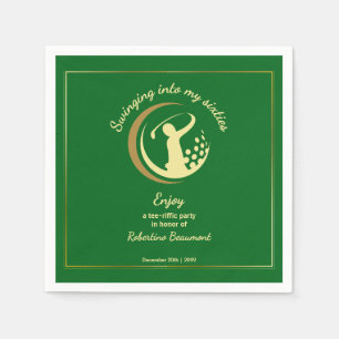 Servilleta De Papel Clásico Verde Dorado Jugador Cumpleaños 60 Golf