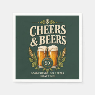 Servilleta De Papel Clásico Vintage Cheers & Beers Cumpleaños 50 Hombr