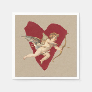 Servilleta De Papel Clásicos románticos atrevidos Corazón rojo Ángel A