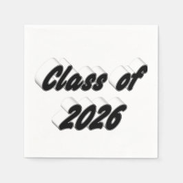 Servilleta De Papel Class of 2026 black typography graduation