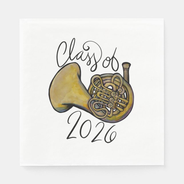 Servilleta De Papel Class of 2026 French Horn Band Class Music         (Anverso)