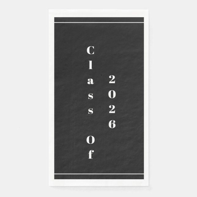 Servilleta De Papel Class Of 2026 Graduation Party Black White (Anverso)