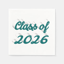 Servilleta De Papel Class of 2026 green script graduation