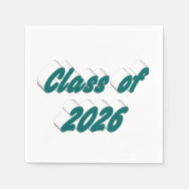 Servilleta De Papel Class of 2026 green typography graduation