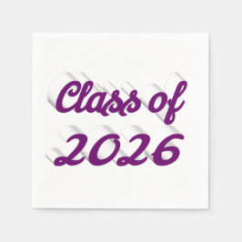Servilleta De Papel Class of 2026 purple script graduation