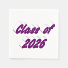 Servilleta De Papel Class of 2026 purple typography  graduation