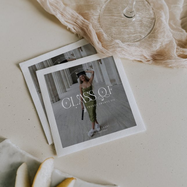 Servilleta De Papel Class Of | Modern Personalized Graduation Photo (Subido por el creador)