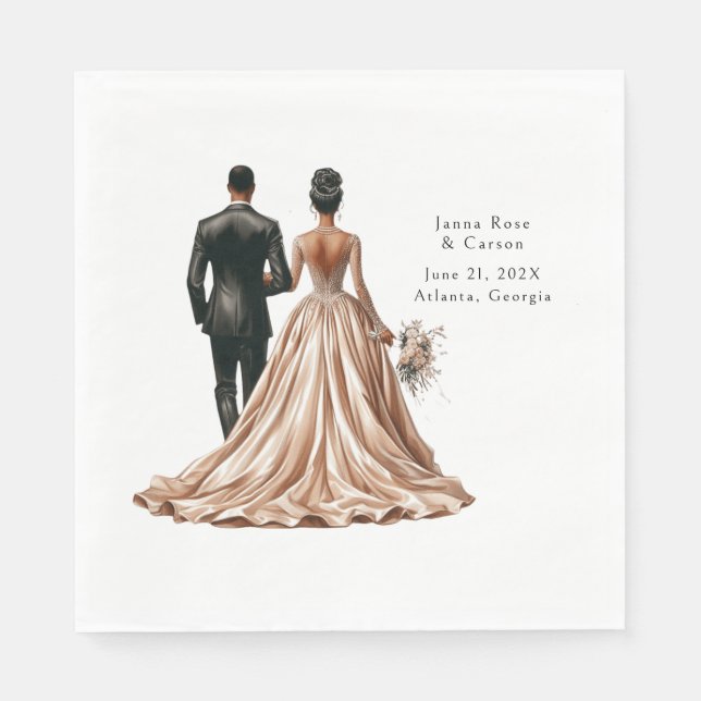 Servilleta De Papel Classic Bride Groom Personalizado (Anverso)