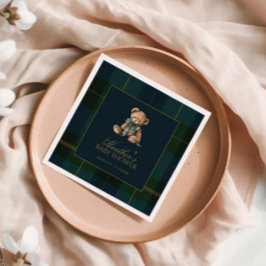 Servilleta De Papel Classic Dark Green & Blue Plaid Baby Shower