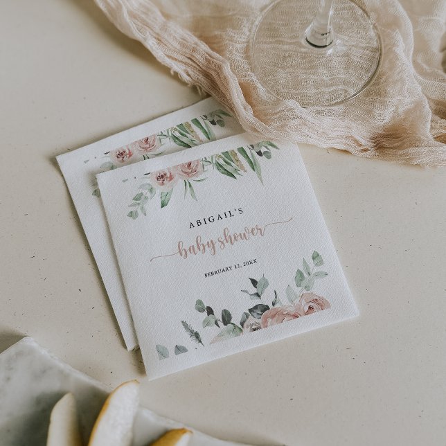 Servilleta De Papel Classic Dusty Rosa Floral Baby Shower (Subido por el creador)