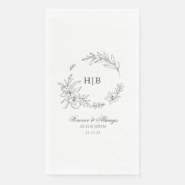 Servilleta De Papel Classic Floral Wreath Monogram Wedding