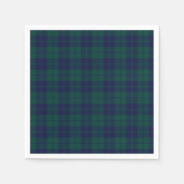 Servilleta De Papel Classic Green Navy Tartan Plaid Pattern  (Anverso)