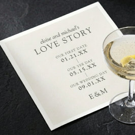 Servilleta De Papel Classic Love Story Timeline Minimalist Wedding