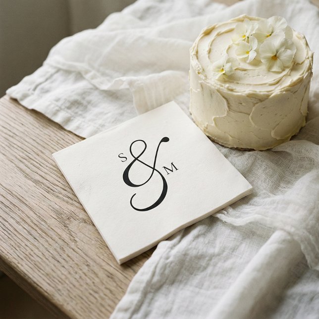 Servilleta De Papel Classic Monogram Ampersand White Wedding (Subido por el creador)