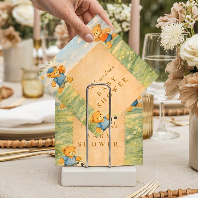 Servilleta De Papel Classic Nursery Sports Bears Baby Shower (Subido por el creador)