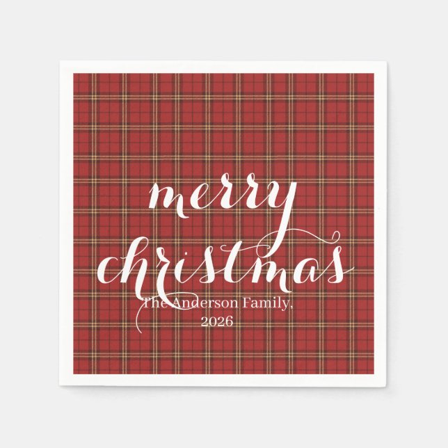 Servilleta De Papel Classic Plaid Merry Christmas Festive -  (Anverso)