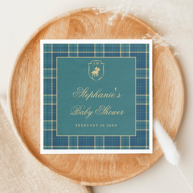 Servilleta De Papel Classic Plaid Polo Green Ecuestrier Baby Shower (Subido por el creador)