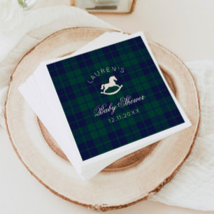 Servilleta De Papel Classic Polo Rocky Horse Green Plaid Baby Shower