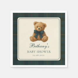Servilleta De Papel Classic Polo Tartan Teddy Bear Baby Shower