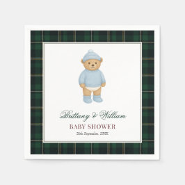Servilleta De Papel Classic Preppy Bear Designer Plaid Baby Shower